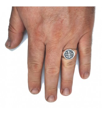 R002451 Genuine Sterling Silver Men Ring IC XC NI KA Jesus Christ Winner Stamped 925